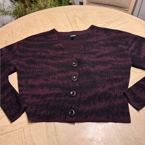 Express Maroon and Black Button-Up Cardigan